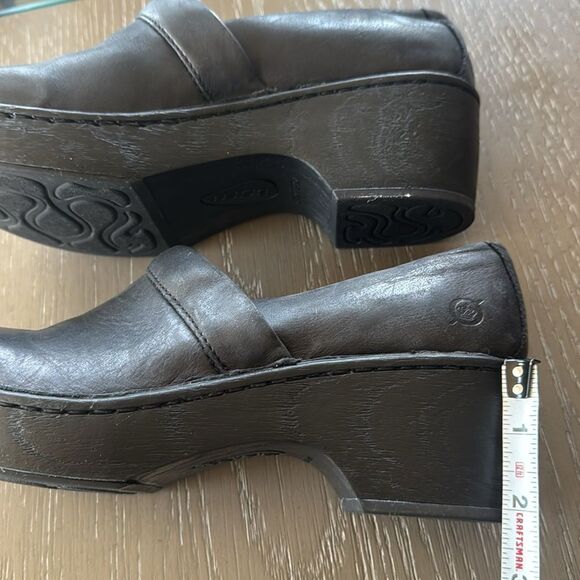 Born Women's Black Leather Mules Clogs Slip On Shoes Platform Casual Work Size 8 - Picture 6 of 12